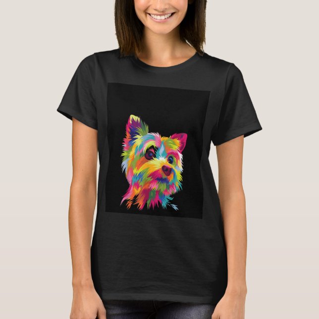 Camiseta Yorkshire Terrier Funny Yorkie Pop Art Popart Dog (Anverso)