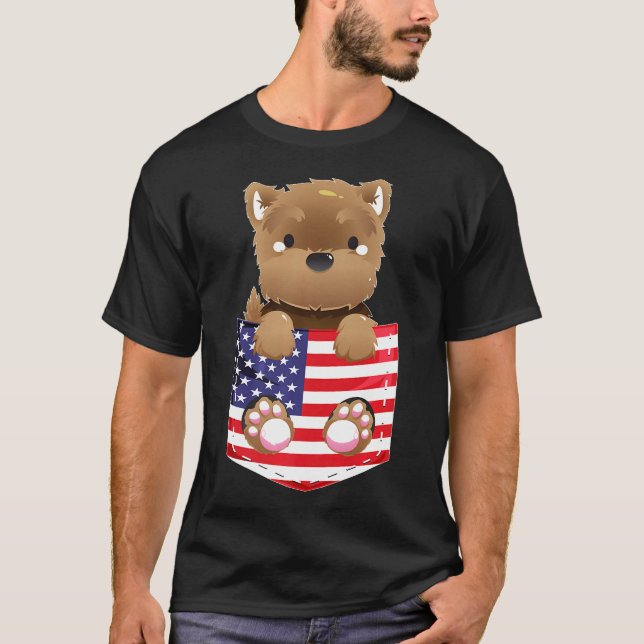 Camiseta Yorkshire Terrier Gifts Yorkie Uu Flag Fake Pocket (Anverso)