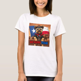 Camiseta Yorkshire Terrier God Bless Texas