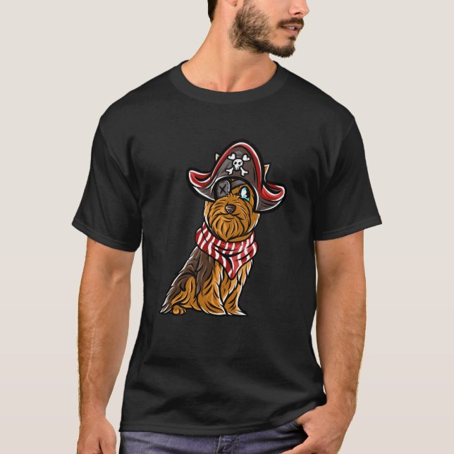 Camiseta Yorkshire Terrier Happy Halloween Costume Pirate S (Anverso)