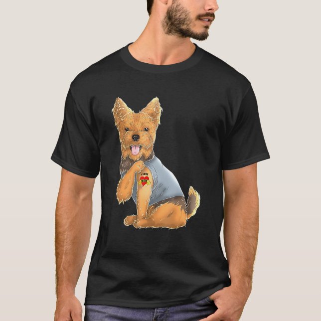 Camiseta Yorkshire Terrier I Love Mom Tattoo Dog Shirt York (Anverso)