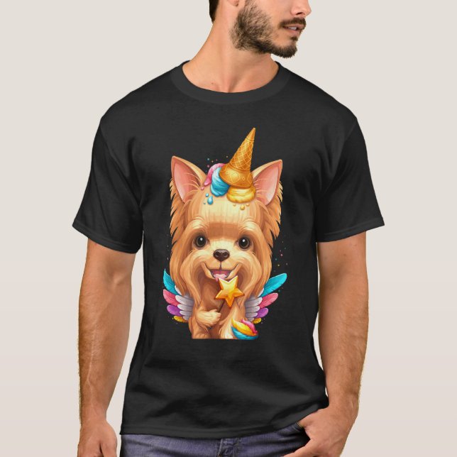 Camiseta Yorkshire Terrier Ice Cream Unicorn (Anverso)