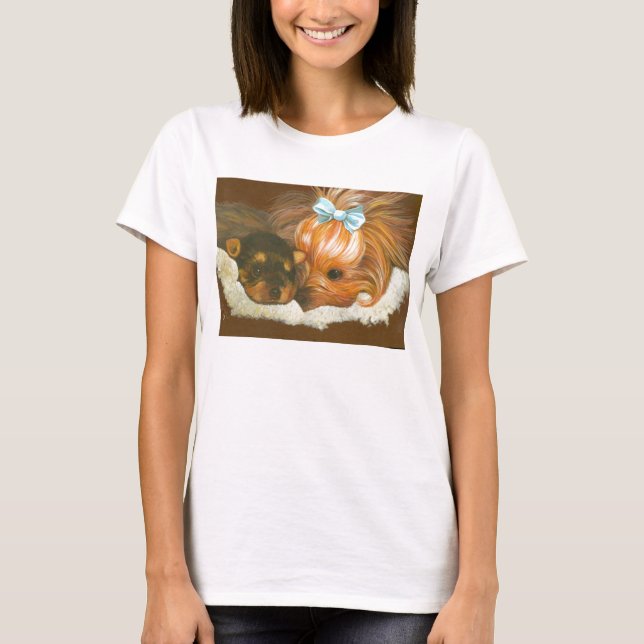 Camiseta Yorkshire Terrier Mama and Puppy Tee - Personaliza (Anverso)