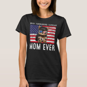 Camiseta Yorkshire Terrier Mom Usa Bandera Estadounidense Y