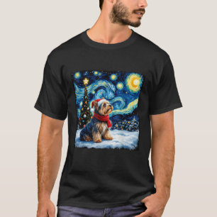 Camiseta Yorkshire Terrier Noche Estrellada Navidad Van Gog