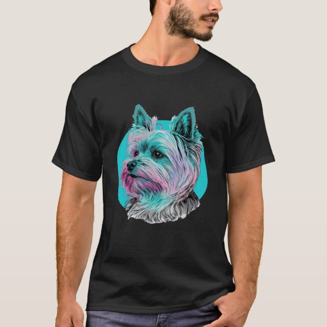 Camiseta Yorkshire Terrier Pastel Vaporwave Aesthetic (Anverso)