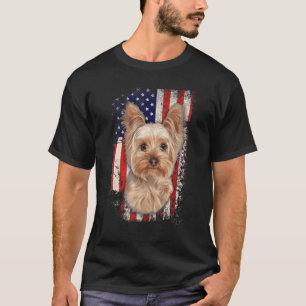Camiseta Yorkshire Terrier Patriótico Bandera Americana Per