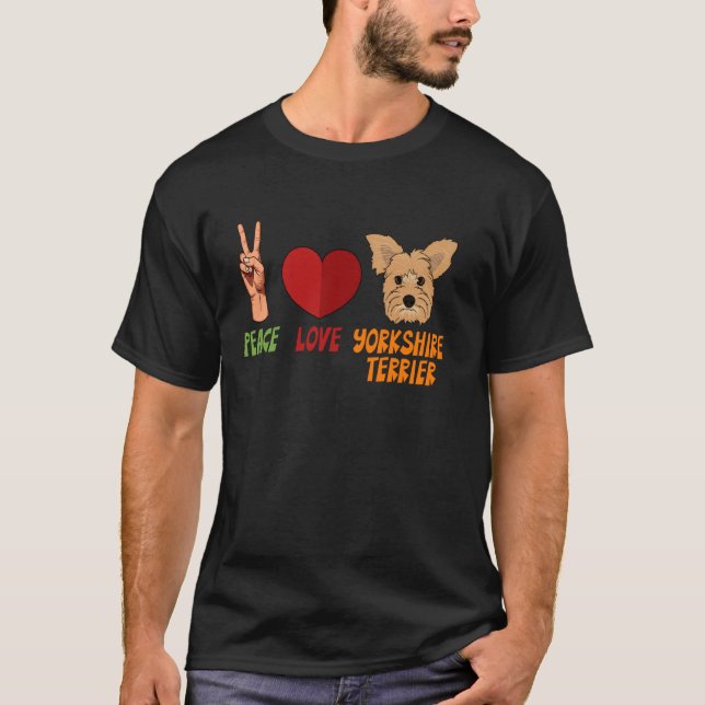Camiseta Yorkshire Terrier Peace Love Unity Hearce Truce Ma (Anverso)