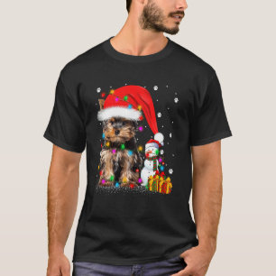 Camiseta Yorkshire Terrier Perro Luces de Navidad Santa Nie