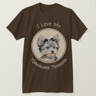 Camiseta Yorkshire Terrier Puppy Pintando Arte Original De