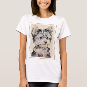 Camiseta Yorkshire Terrier Puppy Pintando Arte Original De