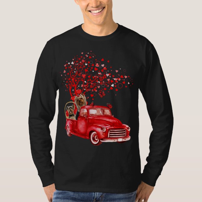 Camiseta Yorkshire Terrier Riding Truck Valentine Butterfly (Anverso)