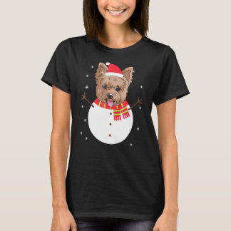 Camiseta Yorkshire Terrier Snowman Navidades Gif