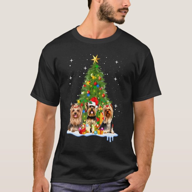 Camiseta Yorkshire Terrier Tree Merry Christmas (Anverso)