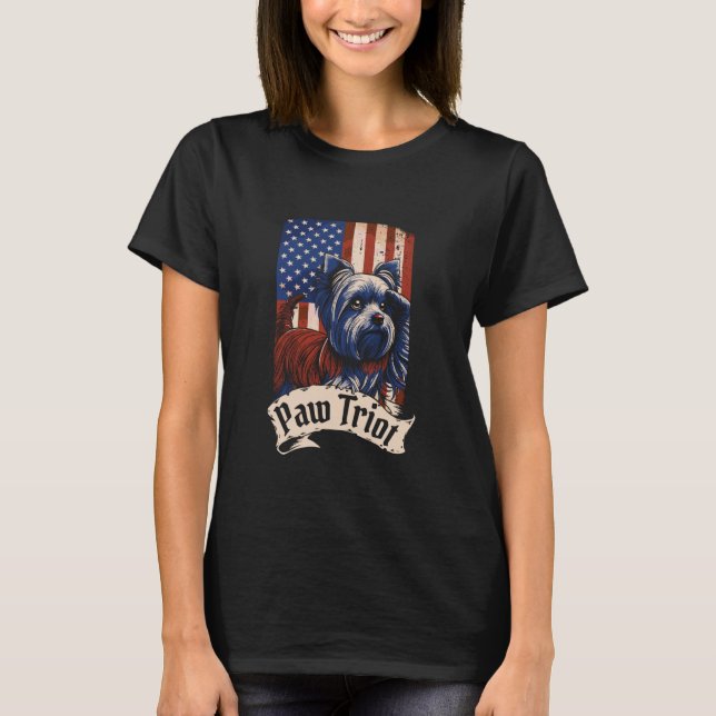 Camiseta Yorkshire Terrier Us Flag Dog Rama - Mascota Yorki (Anverso)