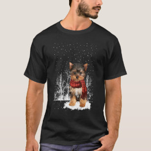 Camiseta Yorkshire Terrier Winter Scarf Dogs Tree Forest S