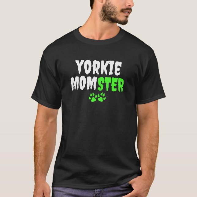 Camiseta Yorkshire Terrier Yorkie Mom Momster Halloween (Anverso)