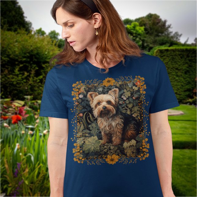 Camiseta Yorkshire Terrier Yorkie William Morris Style (Subido por el creador)