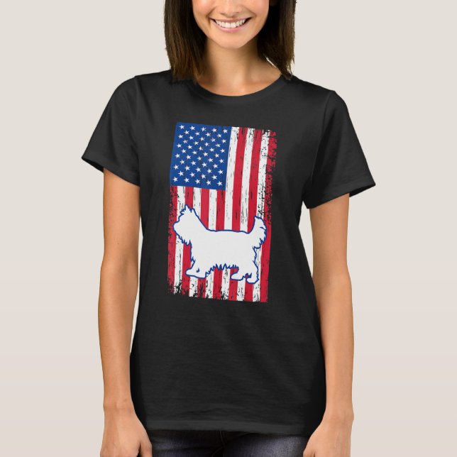 Camiseta Yorkshire Terriers Bandera Estadounidense Perro Pa (Anverso)