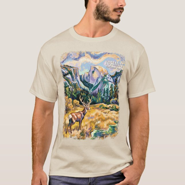 Camiseta Yosemite National Park Half Dome Van Gogh Elk (Anverso)