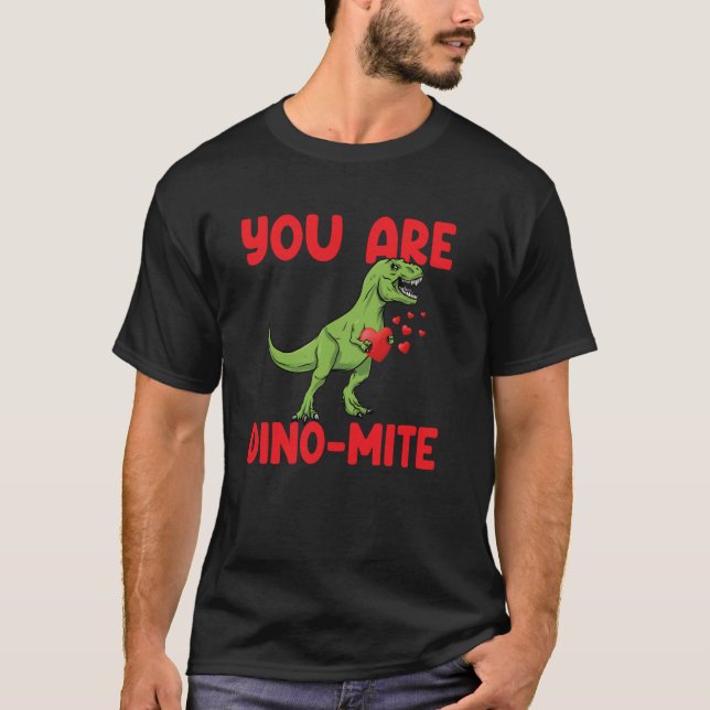 Camiseta You Are Dinomite Trex Dino Hearts Valentines Day D (Anverso)