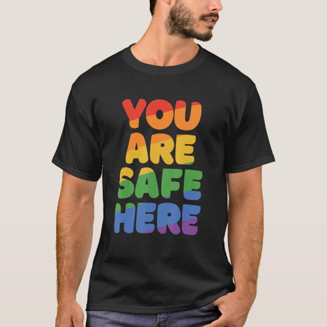 Camiseta You Are Safe With Me Rainbow Pride Lgbtq Gay Trans (Anverso)