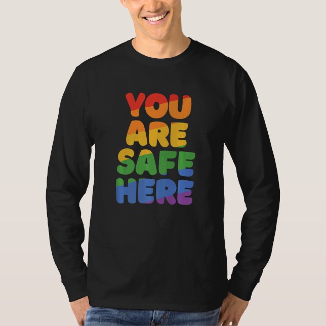 Camiseta You Are Safe With Me Rainbow Pride Lgbtq Gay Trans (Anverso)