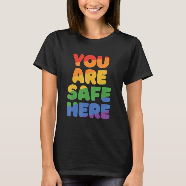 Camiseta You Are Safe With Me Rainbow Pride Lgbtq Gay Trans (Anverso)