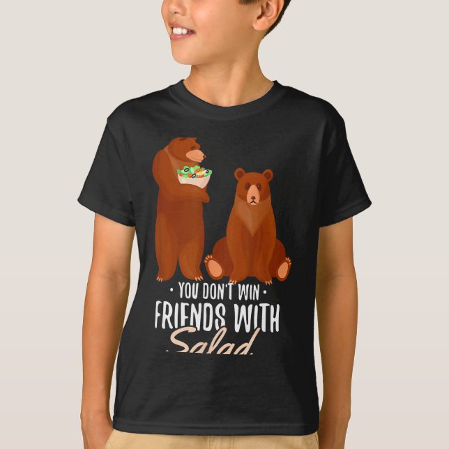 Camiseta You Dont Win Friends With Salad Funny Vegan Bear S (Anverso)