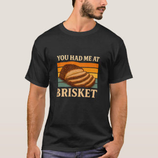 Camiseta You Had Me at Brisket Retro Sunset BBQ Smoker Food