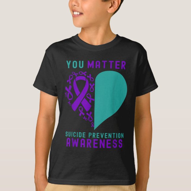 Camiseta You - Heart &amp; Ribbon Design Suicide Prevention (Anverso)