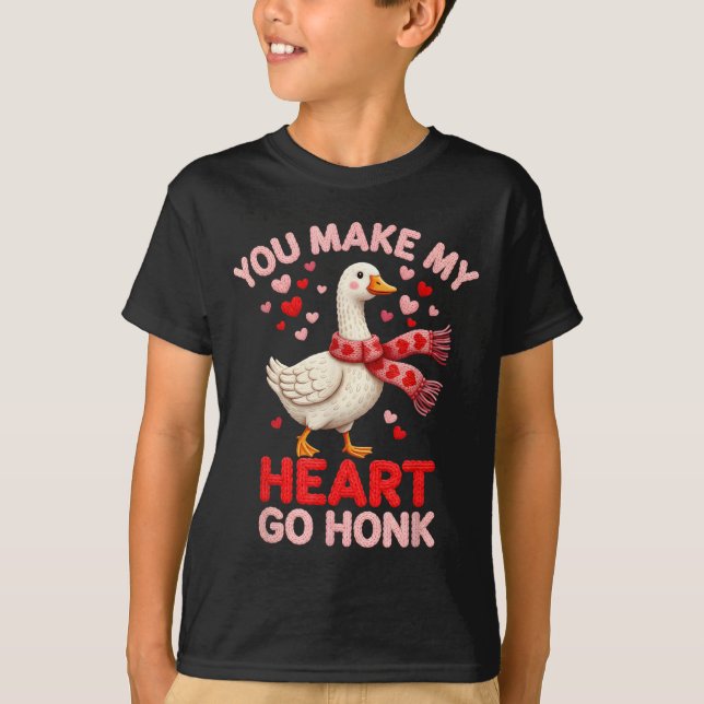 Camiseta You Make My Heart Go Honk Goose Faux Yarn Loving G (Anverso)