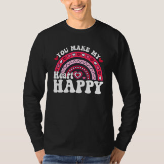 Camiseta You Make My Heart Happy Rainbow Heart Valentine Me