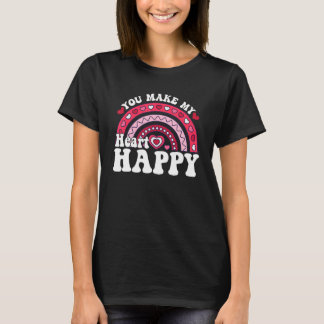 Camiseta You Make My Heart Happy Rainbow Heart Valentine Me