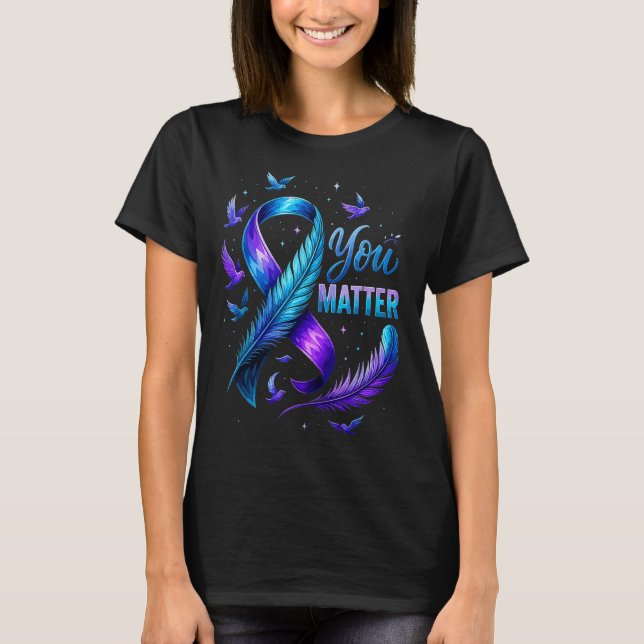 Camiseta You Suicide Awareness Ribbon Butterfly For Women M (Anverso)