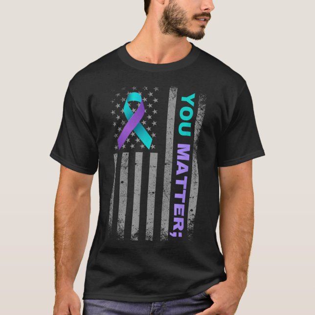 Camiseta You Suicide Prevention Awareness American Flag Rib (Anverso)
