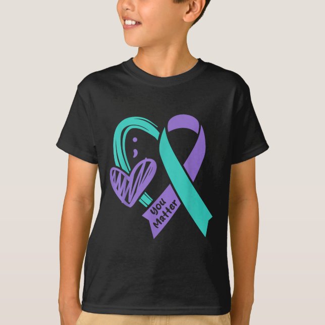 Camiseta You Suicide Prevention Awareness Teal Purple Heart (Anverso)