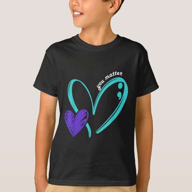 Camiseta You Suicide Prevention Awareness Teal Purple Heart (Anverso)