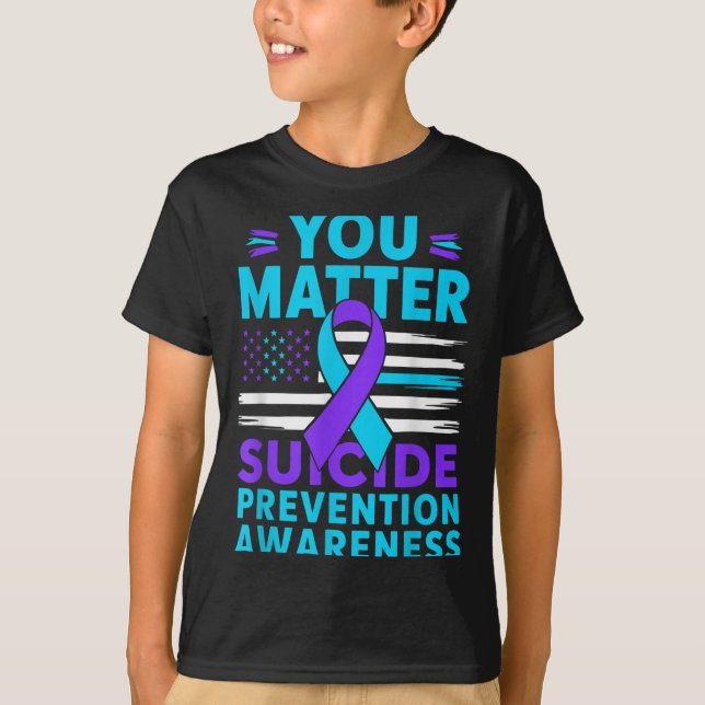Camiseta You Suicide Prevention Awareness Teal Purple Ribbo (Anverso)