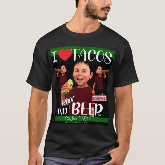 Camiseta Young Darío - Amo los tacos y la Cerveza Raíz (Anverso)