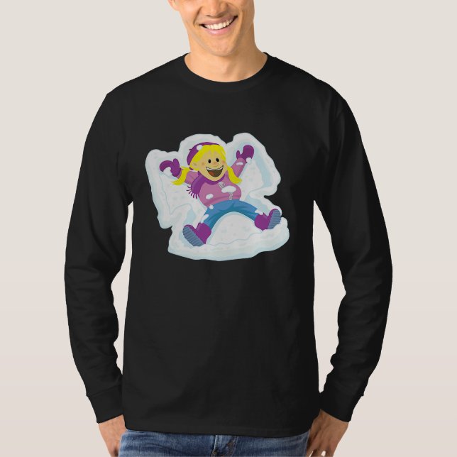 Camiseta Young Girl Making Snow Angels Winter (Anverso)