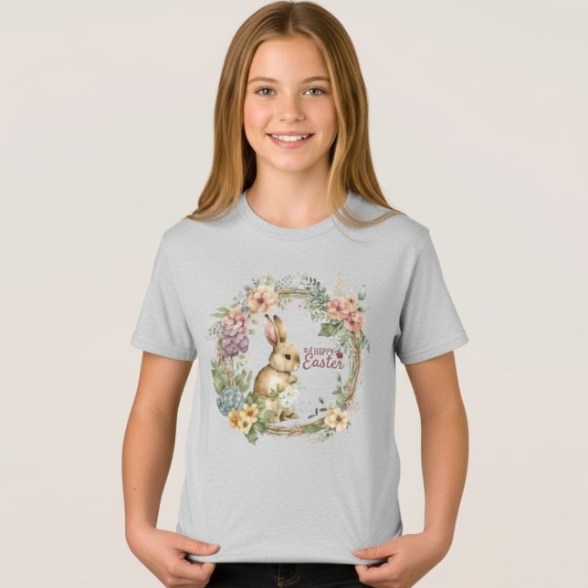Camiseta Young Girls' Floral Happy Easter Bunny Tee (Subido por el creador)