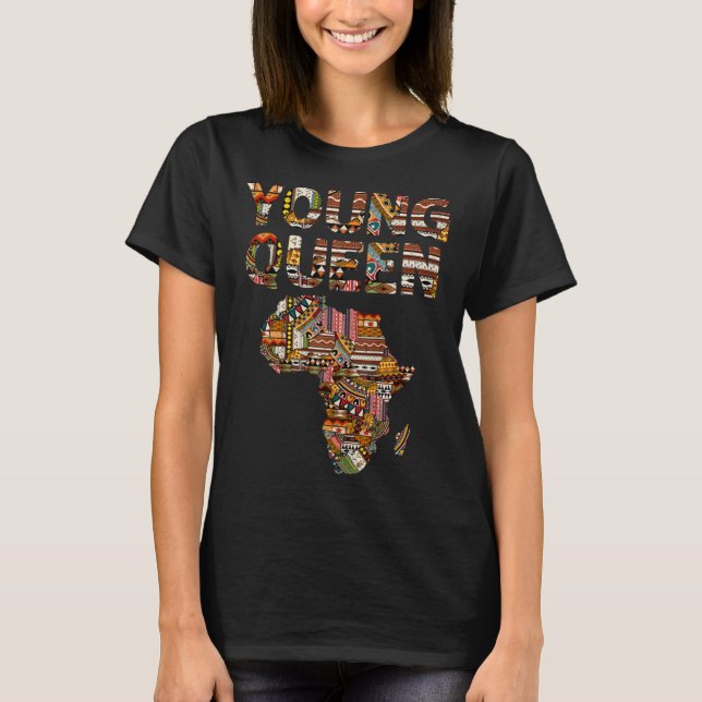 Camiseta Young Queen Black History African American Kente G (Anverso)