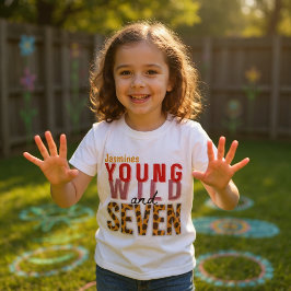 Camiseta Young Wild and Seven Leopard Print Birthday Girl 