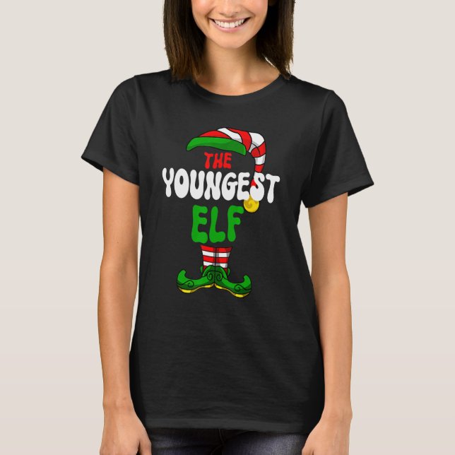 Camiseta Youngest Elf Family Matching Group Merry Christmas (Anverso)