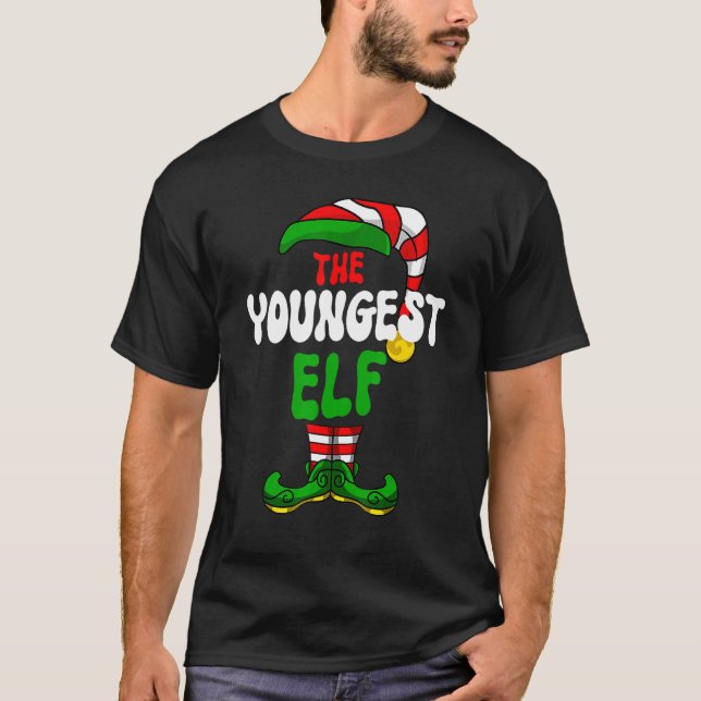 Camiseta Youngest Elf Family Matching Group Merry Christmas (Anverso)