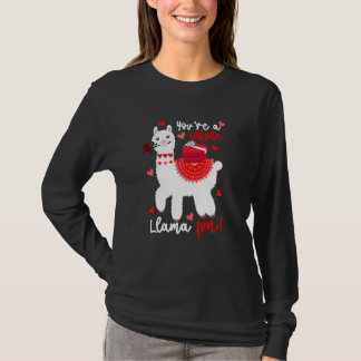 Camiseta You're A Whole Llama Fun Valentine Llama Flowers F