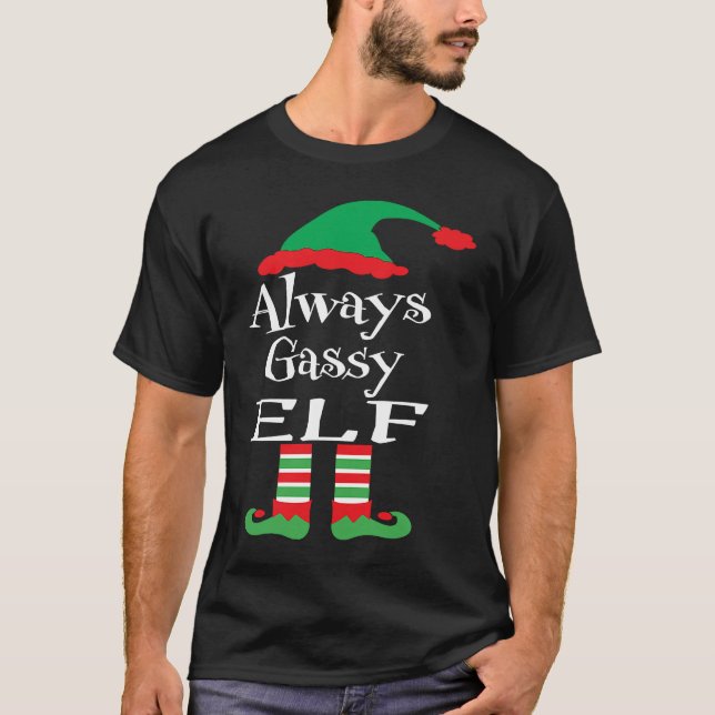 Camiseta Youth Always Gassy Elf  Family Christmas Matching (Anverso)