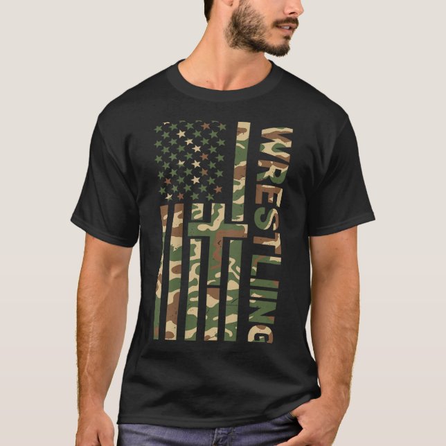 Camiseta Youth Camo Wrestling American Flag Us Patriotic Bo (Anverso)