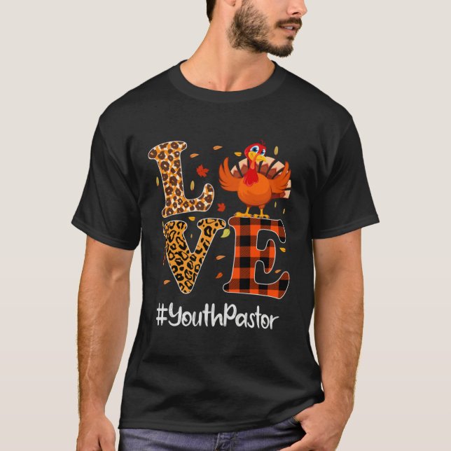 Camiseta Youth Pastor Love Thanksgiving Leopard Turkey Autu (Anverso)